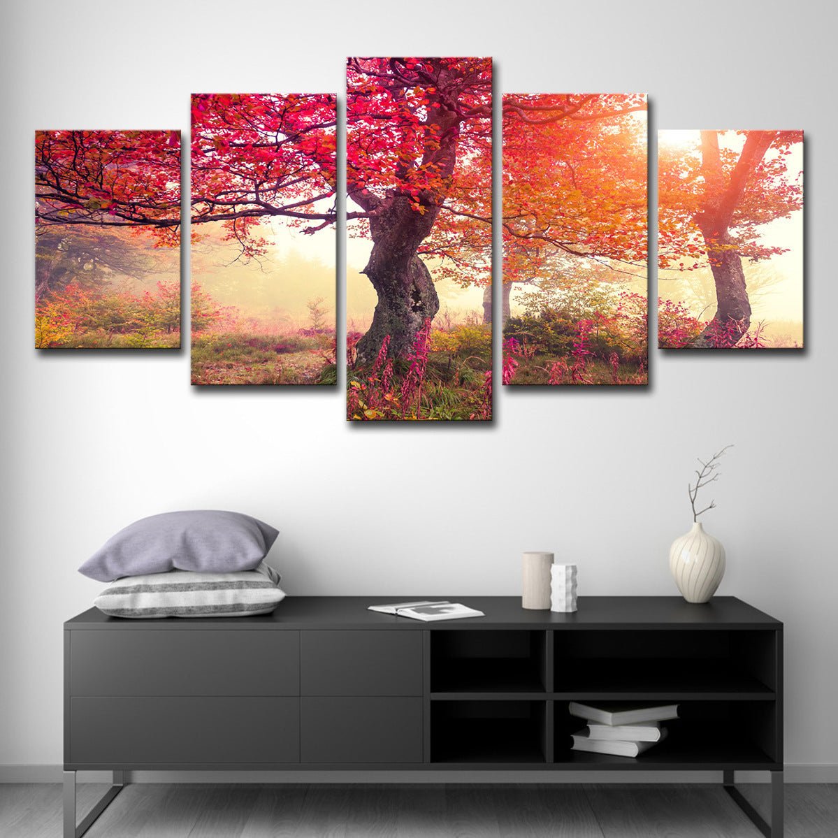 5 Pieces Canvas Art Season Autumn Trees Modern Living Room Large Painting Cloth Wall Art