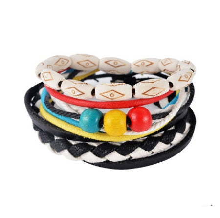 Leather Bracelet Men Multilayer Bead Bracelet Punk Wrap Bracelets for Women Vintage punk Men Jewelry