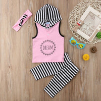 Thumbnail for Toddler Kids Baby Girl 1T-6T Hoodie Top Pants Striped Leggings Headband Outfit Clothes