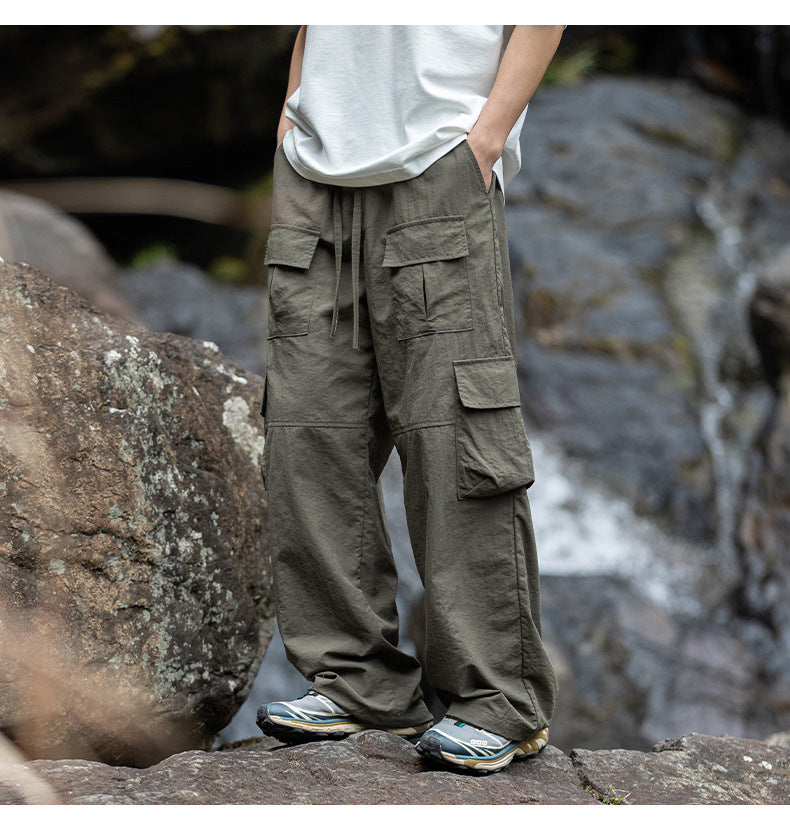 Multi-pocket Design Spring New Drawstring Japanese Outdoor Loose Sports Casual Pants