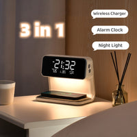 Thumbnail for Creative 3 In 1 Bedside Lamp Wireless Charging LCD Screen Alarm Clock Wireless Phone Charger