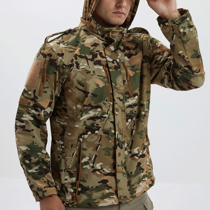 Men's Fleece Jacket Camouflage Waterproof Soft Shell Jacket