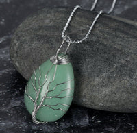 Thumbnail for Celtic Tree Of Life Pendant & Chain On Teardrop Semi-Precious Stone