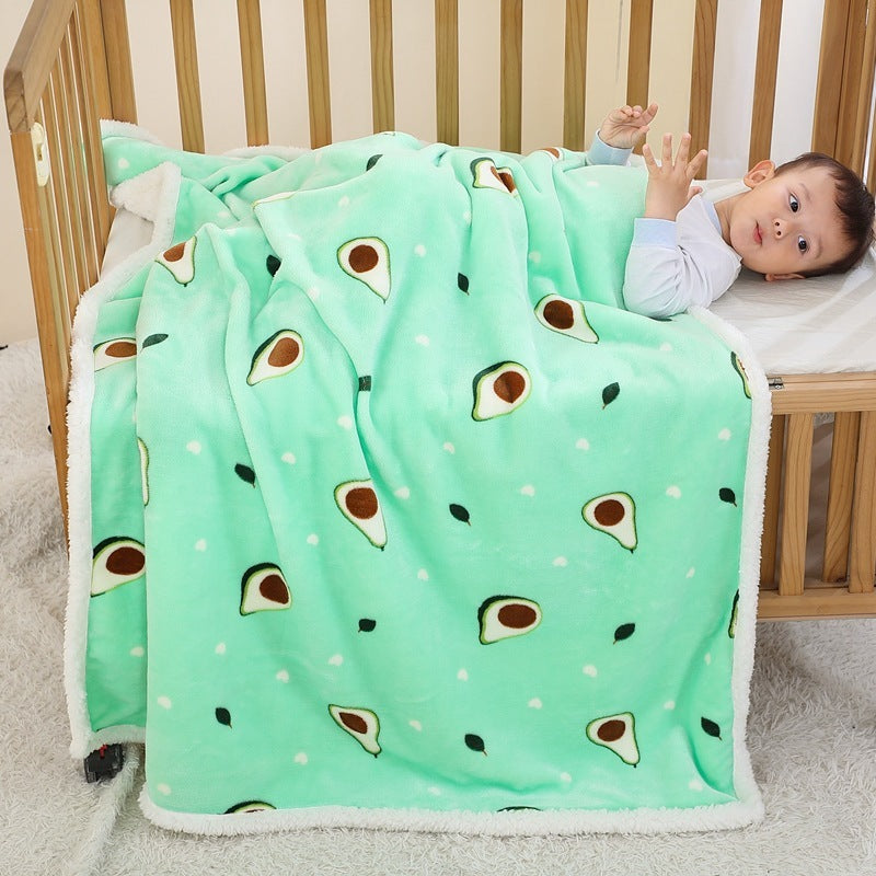 Newborn Wrap Blanket Cartoon Swaddling Soft Avocado Fleece Infant Quilt Warm