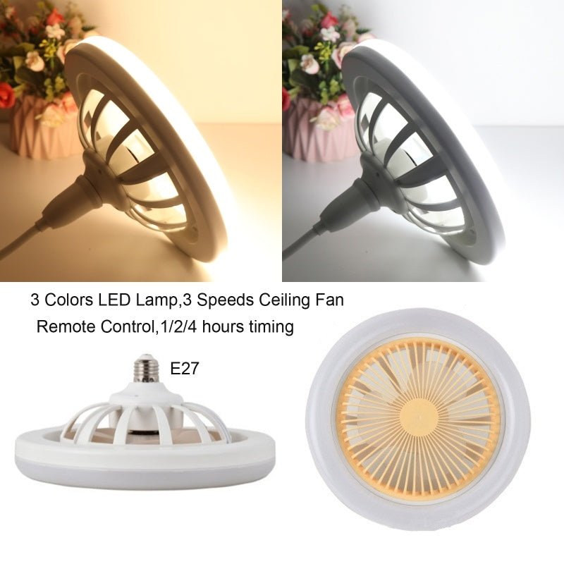 26cm Round Remote Control Ceiling Fan With E27 30W LED Lamp Hanging Fan Home Room Office Air Cooling Fan Light